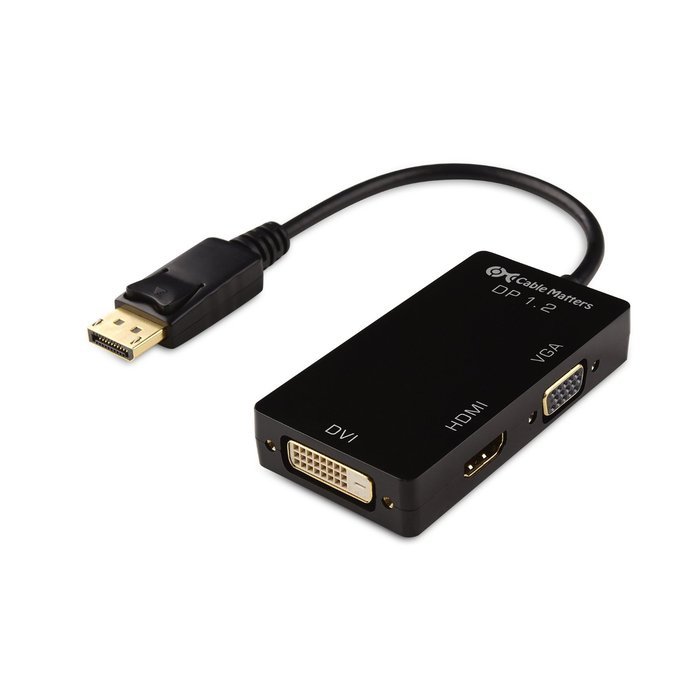 Cable Matters DisplayPort to HDMI/DVI/VGA Male to Female 3-in-1 Adapter - Supporting 4K Resolution via HDMI N2