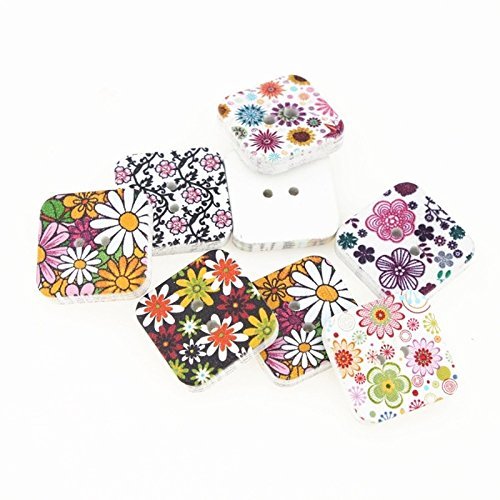MuLuo 50pcs Mixed 2 Holes Sewing Bakelite Buttons with Cherry Pattern Buttons DIY 30mm
