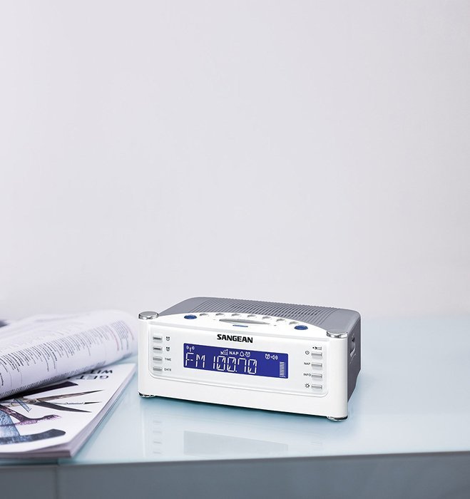 Sangean All in One Weather Atomic AM/FM Dual Alarm Clock Radio with Large Easy to Read Backlit LCD Display N3