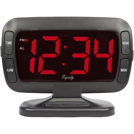 Equity by La Crosse 30017 1.8" Extra-Large LED Display Tilt Clock with Alarm, HI/LO light dimmer and sound volume N2