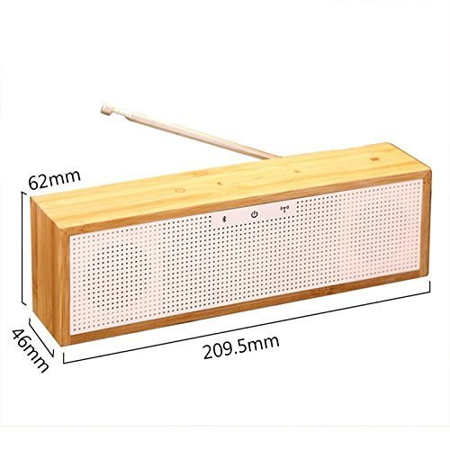 IRISTIME BamBox Bamboo Bluetooth Speaker 4.0 with LED Time Alarm Clock FM Radio (X1) N4