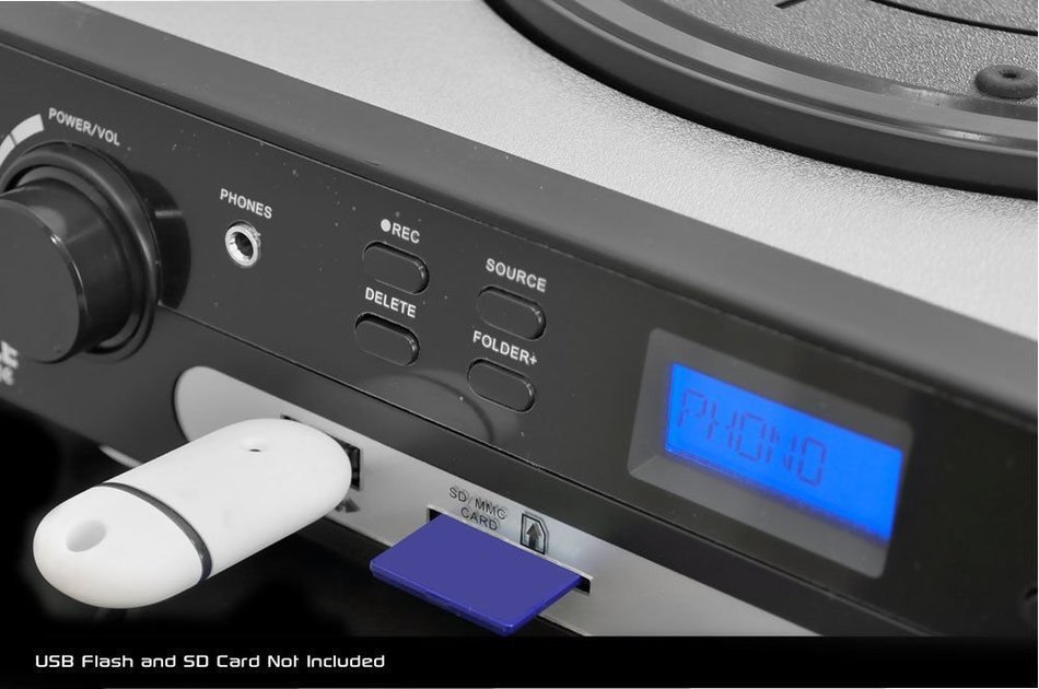 S&S Pyle 3-speed Turntable Record Player Vinyl Usb Sd Mp3 ENCODING Am/fm Radio New N6