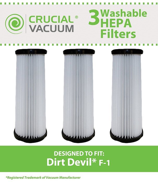 3 Dirt Devil F1 HEPA Filters, Long-Life WASHABLE, REUSABLE and HEPA Filtration, Compare With Dirt Devil Part #...