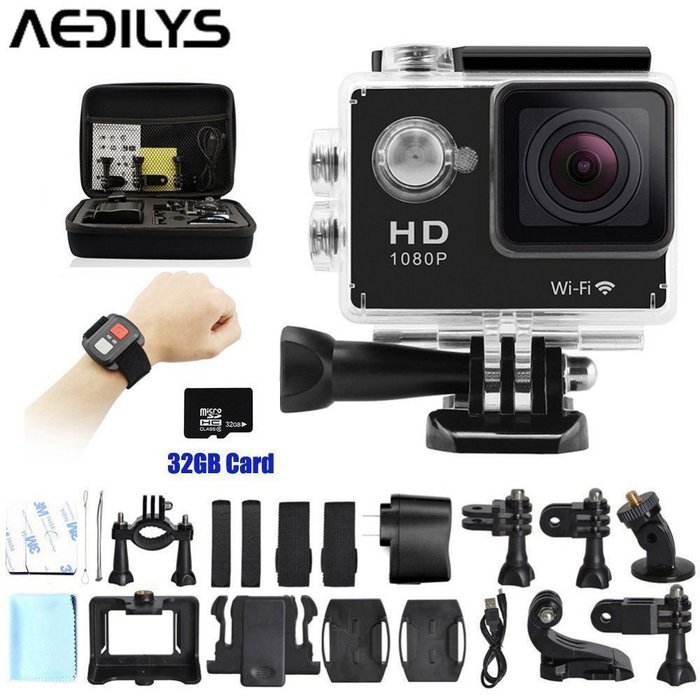AEDILYS Sport Action Camera 2inch Video WIFI Camera 12MP HD 1080P Sport Camera with Waterproof 170&deg; Wide Angle... N4