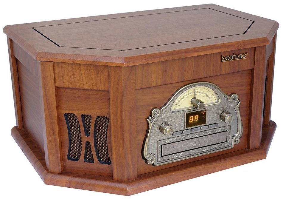 7-in-1 Boytone BT-15TBSM Classic Turntable Stereo System, Vinyl Record Player, AM/FM, CD, Cassette, USB, SD slot... N3