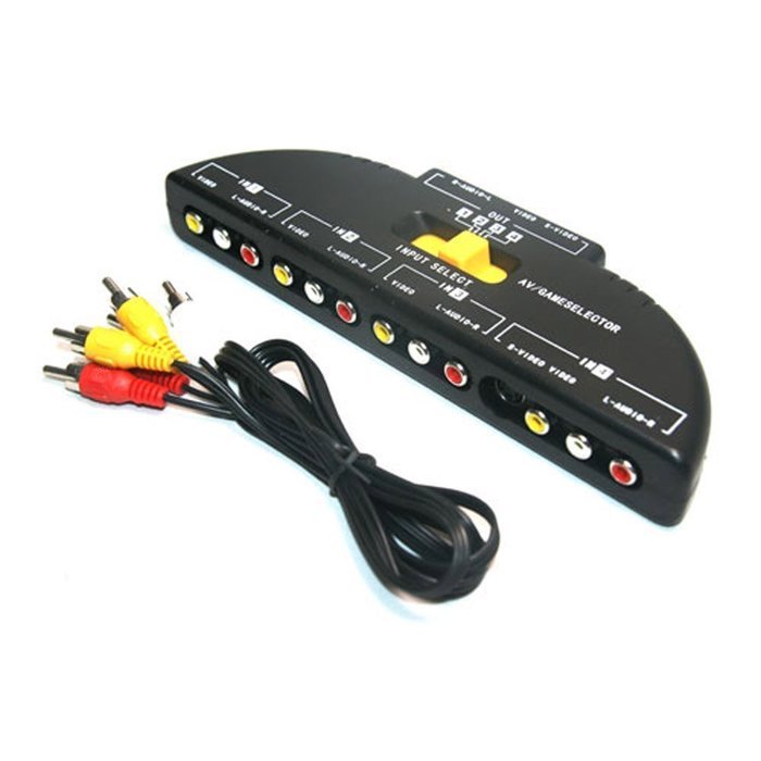 Allnice&reg; 4 Way Audio Video AV Switch Switcher 4 Input 1 Output Selector Splitter Box with RCA Cable N2
