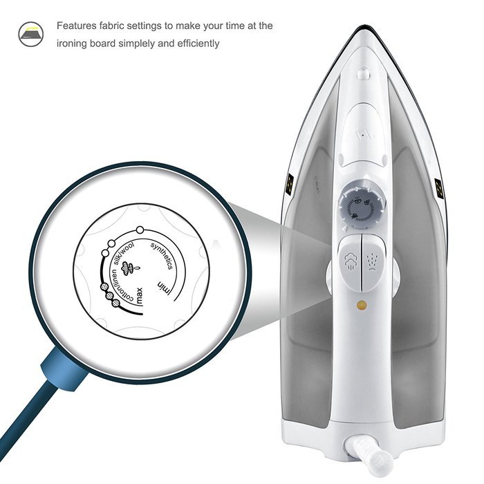 ZZ ES23571 Light Weight Steam Iron with Non-Stick Soleplate, 1200 W, White/Grey N5