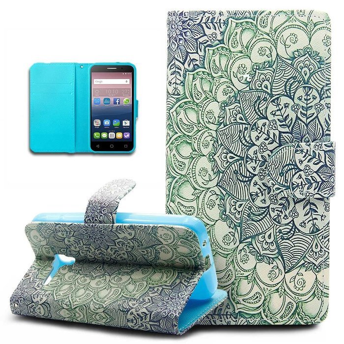 Alcatel One Touch Pop 3 Case,ikasus Colorful Painted Premium PU Leather Fold Wallet Pouch Case Flip Stand Credit... N16