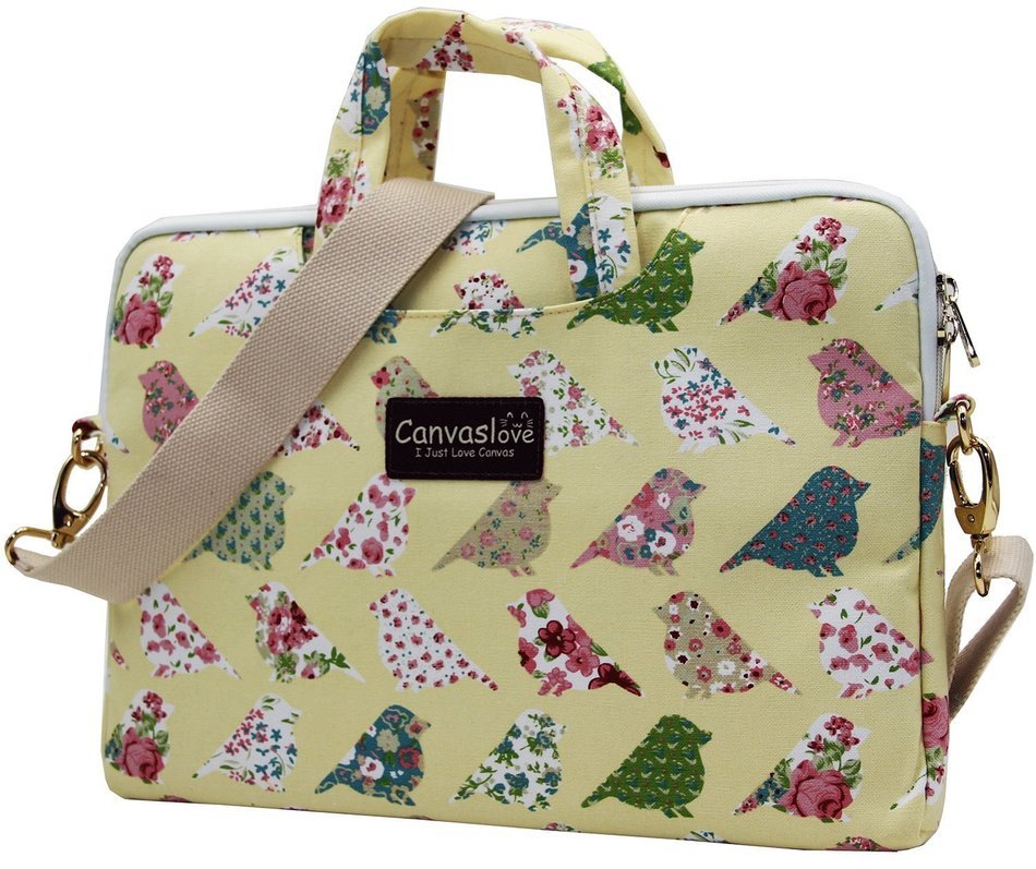 Canvaslove Black Easter Egg Patten Canvas Laptop Shoulder Bag 11 Inch 12 Inch 13 Inch Laptop Messenger Bag 13.3... N16