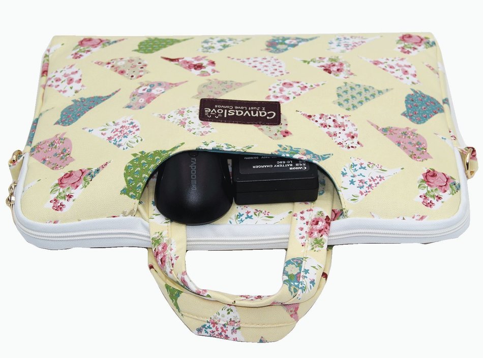 Canvaslove Black Easter Egg Patten Canvas Laptop Shoulder Bag 11 Inch 12 Inch 13 Inch Laptop Messenger Bag 13.3... N17