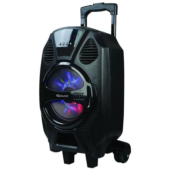 SuperSonic IQsound Wireless Bluetooth Portable DJ Speaker System, 8-Inch High Efficiency Woofer with LED Lights N2