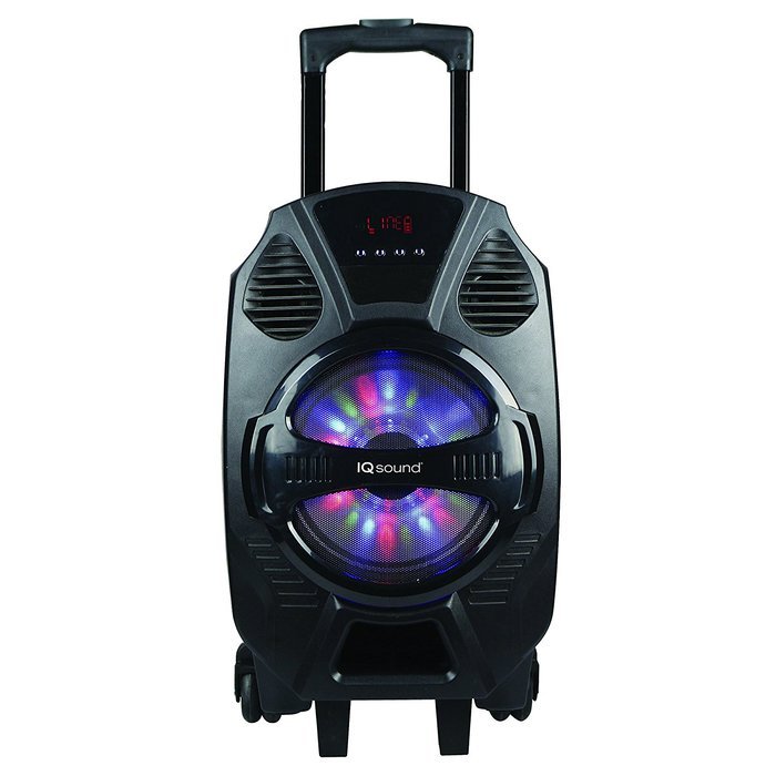 SuperSonic IQsound Wireless Bluetooth Portable DJ Speaker System, 8-Inch High Efficiency Woofer with LED Lights N3