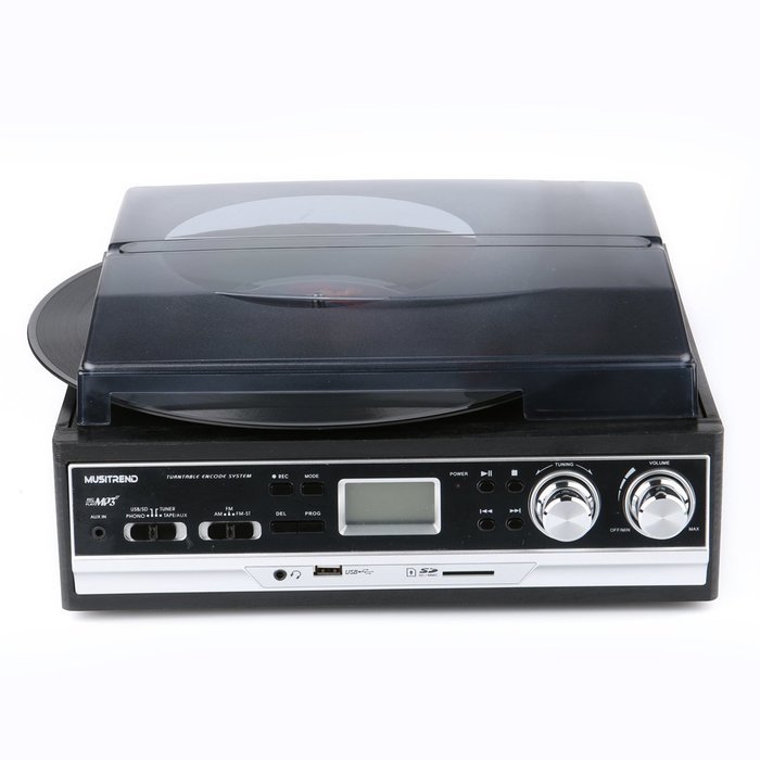 Record Player Musitrend Belt Drive 3 Speed Turntable with LCD Display Supports USB/SD encoding to MP3, Cassette... N3