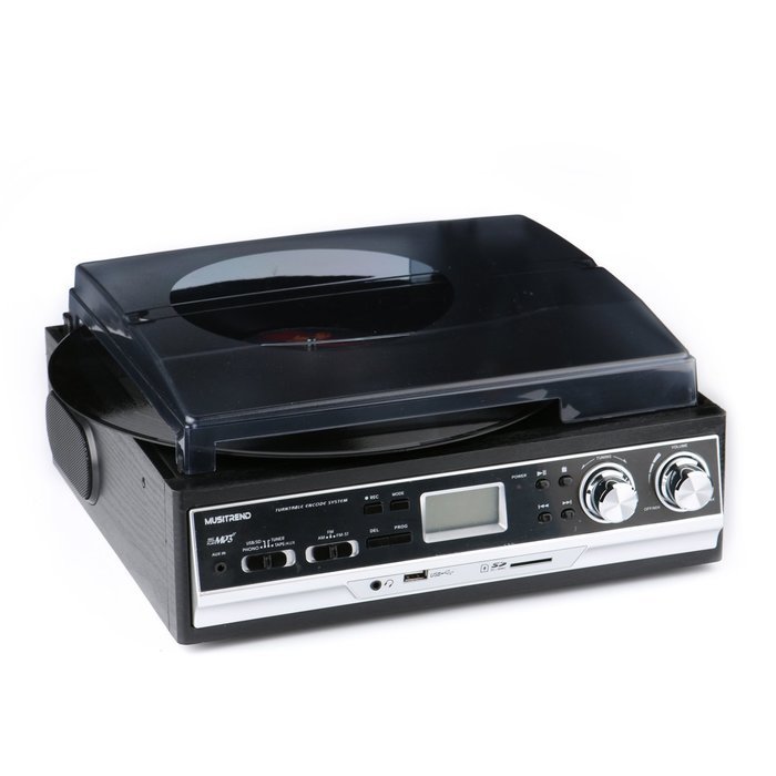 Record Player Musitrend Belt Drive 3 Speed Turntable with LCD Display Supports USB/SD encoding to MP3, Cassette... N4