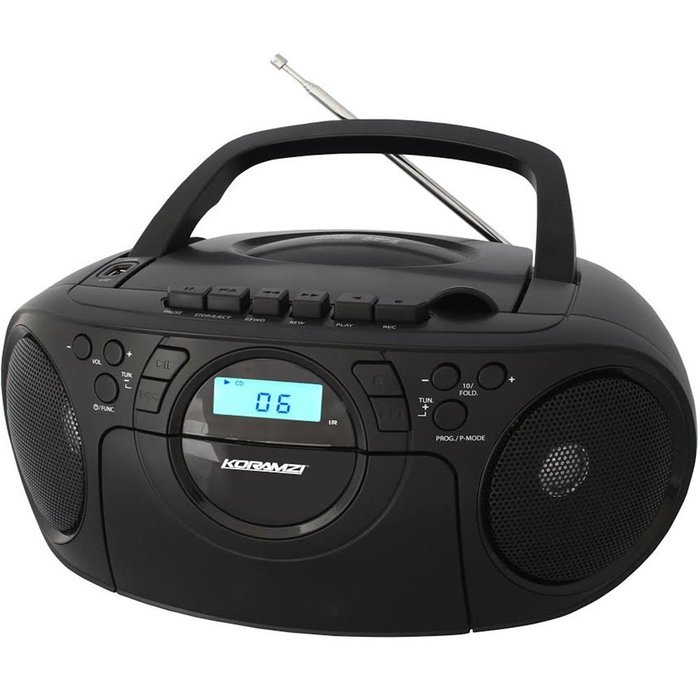Koramzi Portable CD Boombox Full Range Stereo Sound System w/ Top-Loading MP3 CD Player, Cassette Player and Recorder... N7