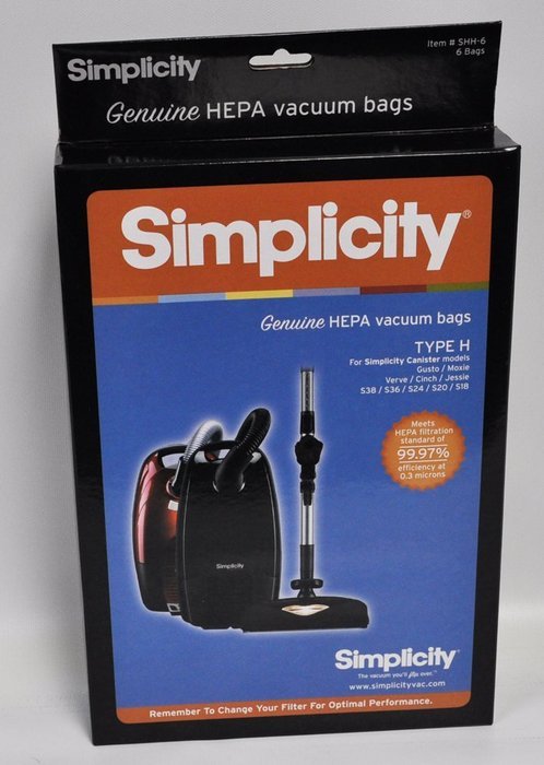 Simplicity Type H Genuine HEPA Vacuum Bags 6 Pack SHH-6