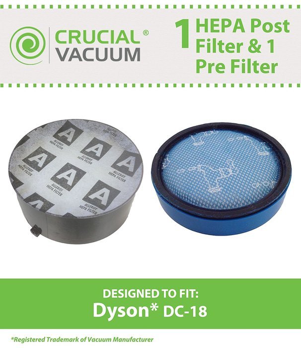1 Dyson DC18 Pre & 1 HEPA Post Motor Filter, Fits Dyson DC18 Vacuums, Compare to Part # 911685-01 & 911677-02,... N2