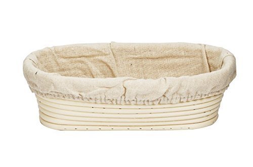 Forsun 1pcs Oval Shaped 10" Banneton Brotform Bread Dough Proofing Rising Rattan Basket & Liner Combo