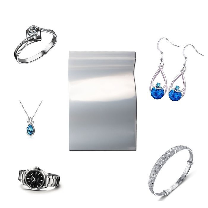 16mil Thickness Resealable Zipper Poly Bags, Clear Polyethylene Zipper Bags, Jewelry Pouch Bags Display, 50 per... N5