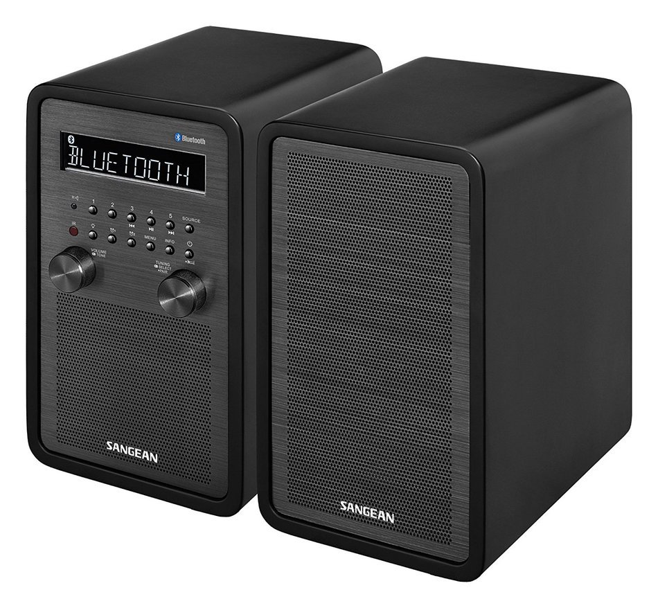 Sangean All in One Surround Sound Bluetooth AM/FM Dual Alarm Clock Radio with Large Easy to Read Backlit LCD Display N2