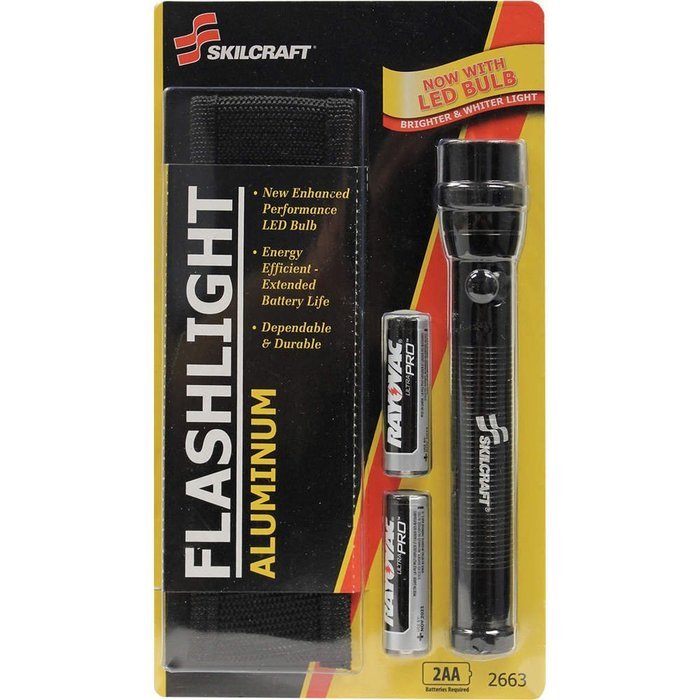 Industrial LED Handheld Flashlight, Aluminum, Maximum Lumens Outputx3a; 100, Black - 1 Each