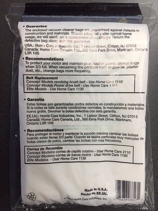 18 Hoover A Upright Vacuum Cleaner Bags by Home Care (6 packs of 3)