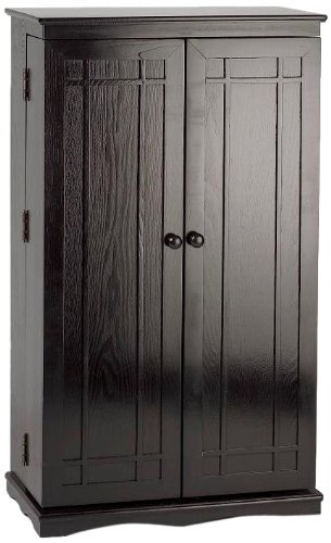 Leslie Dame CD-612W Solid Oak Multimedia Storage Cabinet with Classic Mission Style Doors, Walnut N4