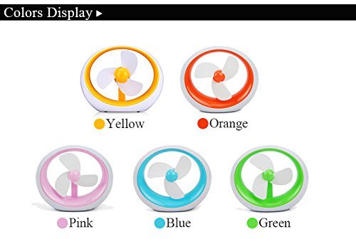 Fashion Round Simple USB Mini Fan Potable Battery Desktop Creative Colorful Fan With Three Leaves Cute Electric... N7