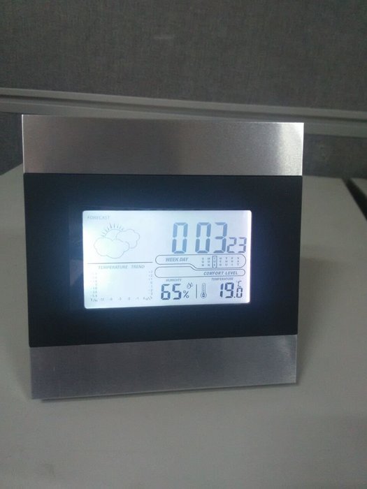 SIS Alarm Clock with Big LCD desktop weather station,Temperature ,Humidity -Silver and black N2