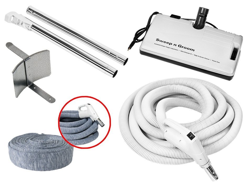 30' Hose Kit with Beam Central Vacuum Electric Powerhead Sweep N Groom Rugmaster N3