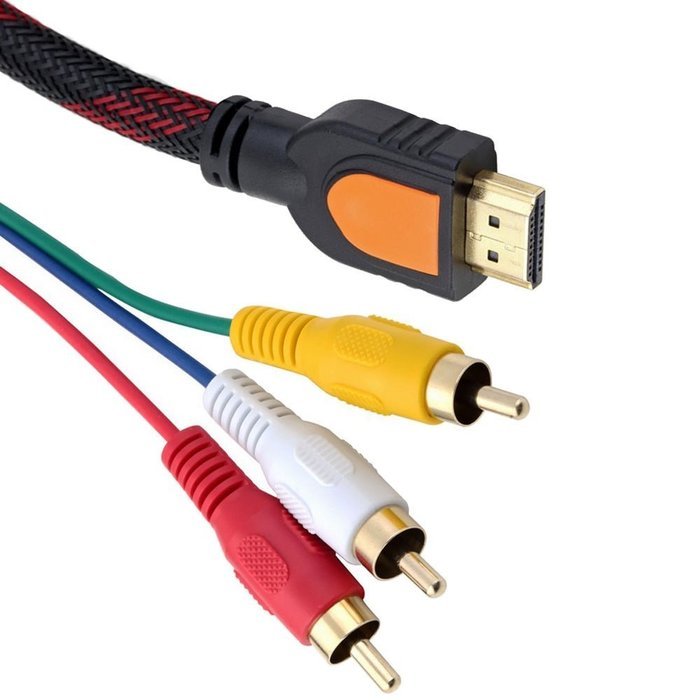 Fivetech HDMI Male to 3RCA Male Extension Cable Bi-directional: Converts to HDTV DVD Composite S-video RCA Plugs N3