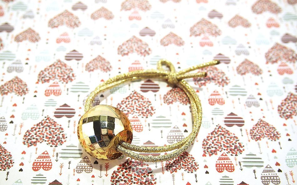 Nkisup Acrylic Ball Decorate Elastic Hair Band Hair Accessories Holder (Gold) N5