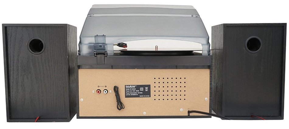 7-in-1 Boytone BT-24DJB Turntable with Bluetooth Connection, 3 Speed 33, 45, 78 Rpm, CD, Cassette Player AM, FM... N3