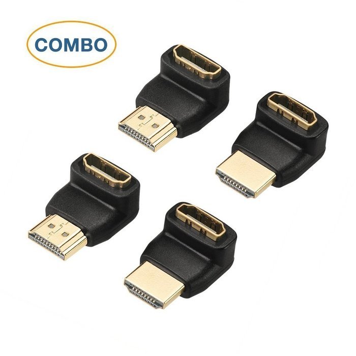 DIZA100 4-Pack HDMI Right Angle Connectors,2-Pack 90 Degree and 2-Pack 270 Degree HDMI Male to Female Adapters N3