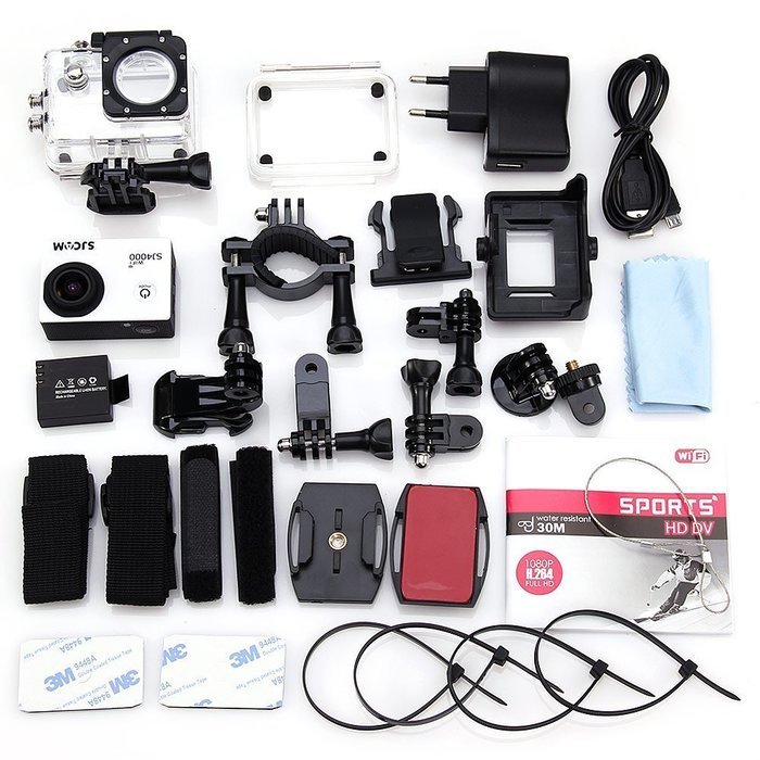Generic 1080P 12MP 170 Degree Full HD Micro USB 2.0 Wifi SJ4000 Outdoor Sports DVR Cam Action DV Camera (White) N5