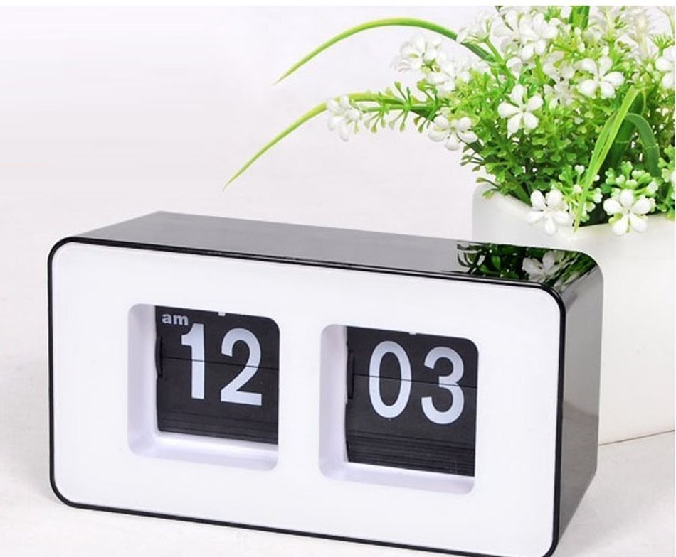 Erasky Modern Retro Auto Flip Clock Desk Table File Down Page Clock