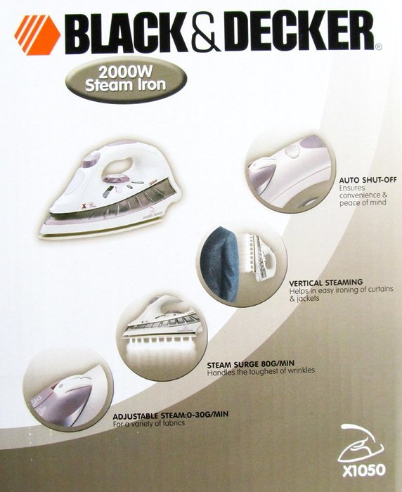Black & Decker X1050 2200-watt Auto-Shut Off Steam Iron, 220-volt N4