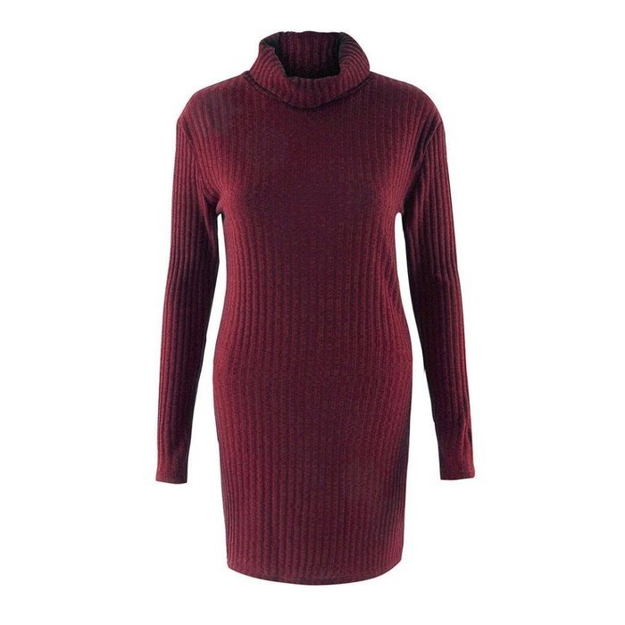 Women Dress,Haoricu Fall Womens Casual Long Sleeve High-collar Solid Jumper Turtleneck Sweater Dress Skirt Coat... N31