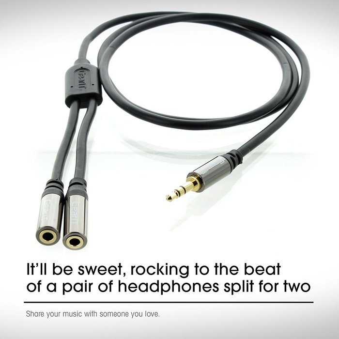 GearIT Pro Series Gold Plated 3.5mm Auxiliary Audio Stereo Y Headphone Splitter Extension Male to Female Cable... N6