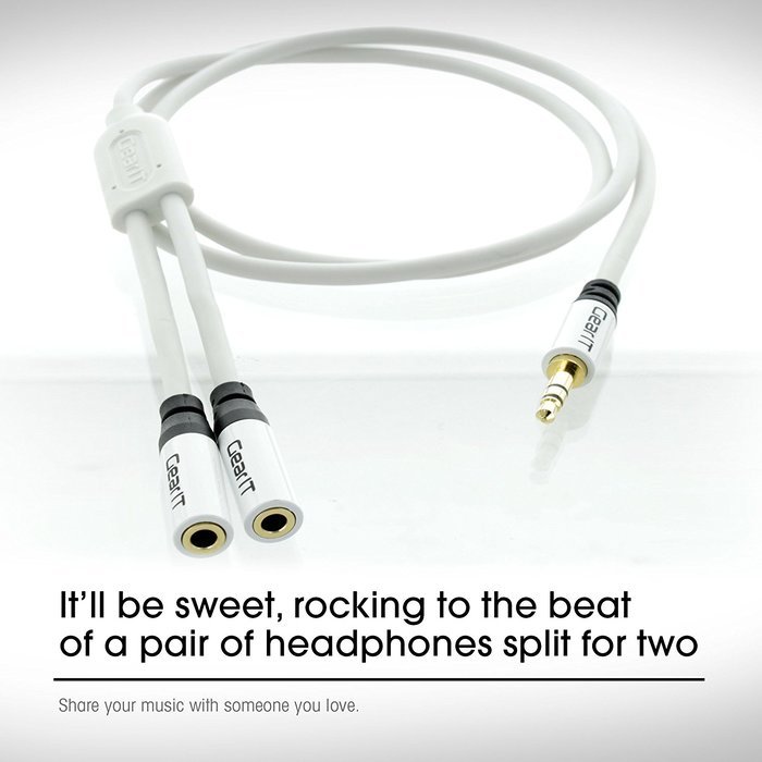 GearIT Pro Series Gold Plated 3.5mm Auxiliary Audio Stereo Y Headphone Splitter Extension Male to Female Cable... N7