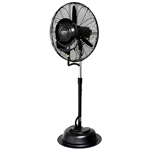 Black 24-inch Patio Metal 280 Watt Misting Oscillating Fan N2