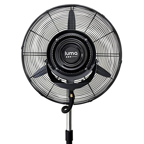Black 24-inch Patio Metal 280 Watt Misting Oscillating Fan N3
