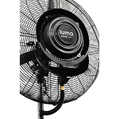 Black 24-inch Patio Metal 280 Watt Misting Oscillating Fan N4