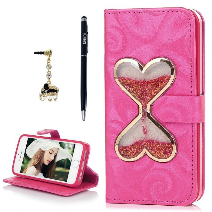 iPhone SE Case, iPhone 5/5S Case,YOKIRIN Stand Wallet Premium PU Leather with Handmade Flowing Glitter Liquid... N29