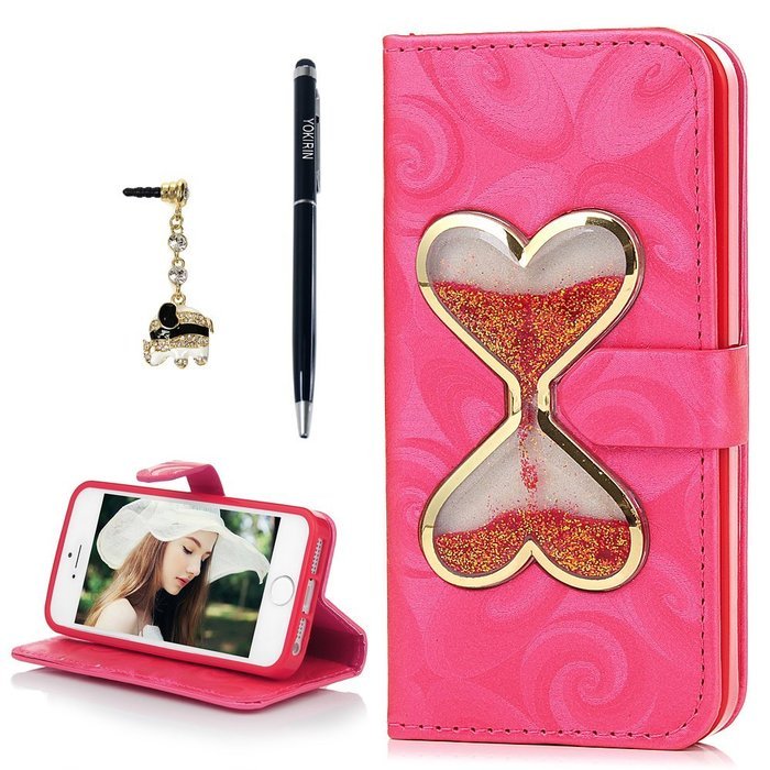iPhone SE Case, iPhone 5/5S Case,YOKIRIN Stand Wallet Premium PU Leather with Handmade Flowing Glitter Liquid... N30