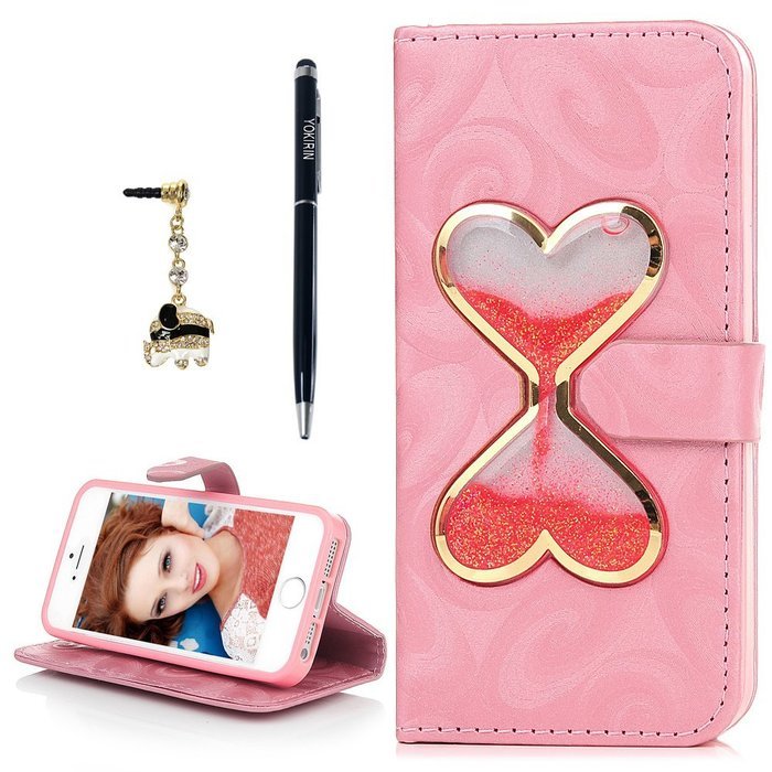 iPhone SE Case, iPhone 5/5S Case,YOKIRIN Stand Wallet Premium PU Leather with Handmade Flowing Glitter Liquid... N32