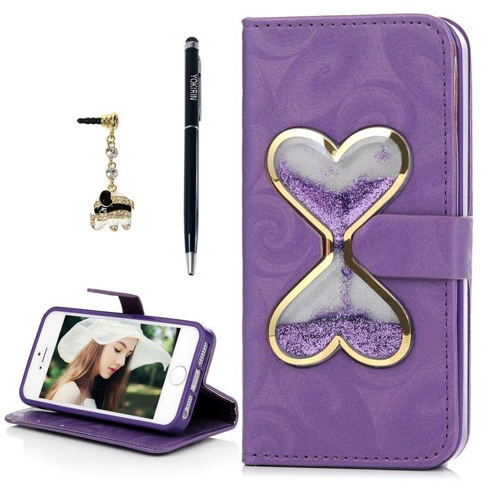 iPhone SE Case, iPhone 5/5S Case,YOKIRIN Stand Wallet Premium PU Leather with Handmade Flowing Glitter Liquid... N34