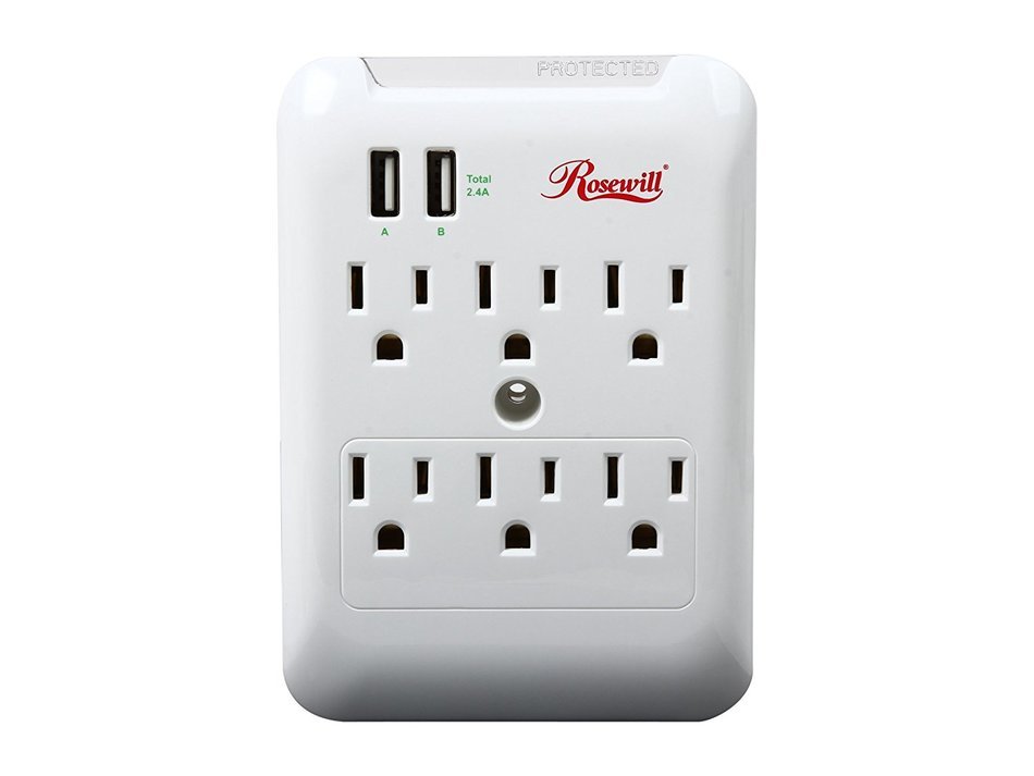 Rosewill 6 Outlet Wall Tap Power Surge with 2 USB Charging Ports (RHSP-14001) N2