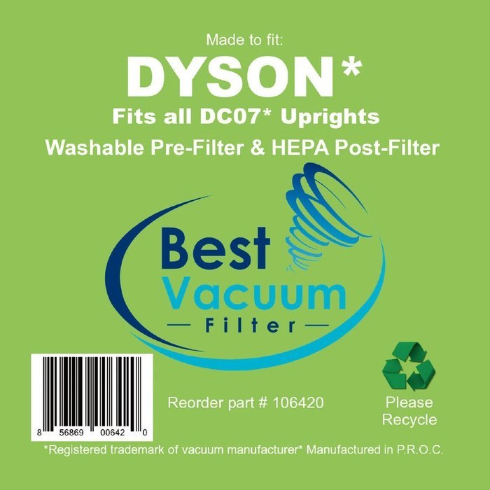 Best Vacuum Filter Bundle for Dyson DC07 Pre-Filter & Post HEPA Filter for all DC07 Vacuums Replaces part # 904979...
