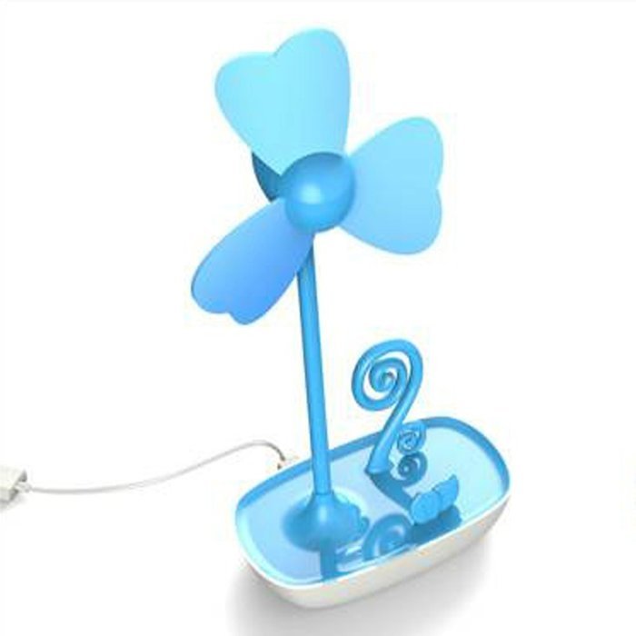 Glovion Four-leaf Clover EVA Soft Blade USB Mini Desktop Fan with Phone Holder and Ac Adapter (Pink) N19